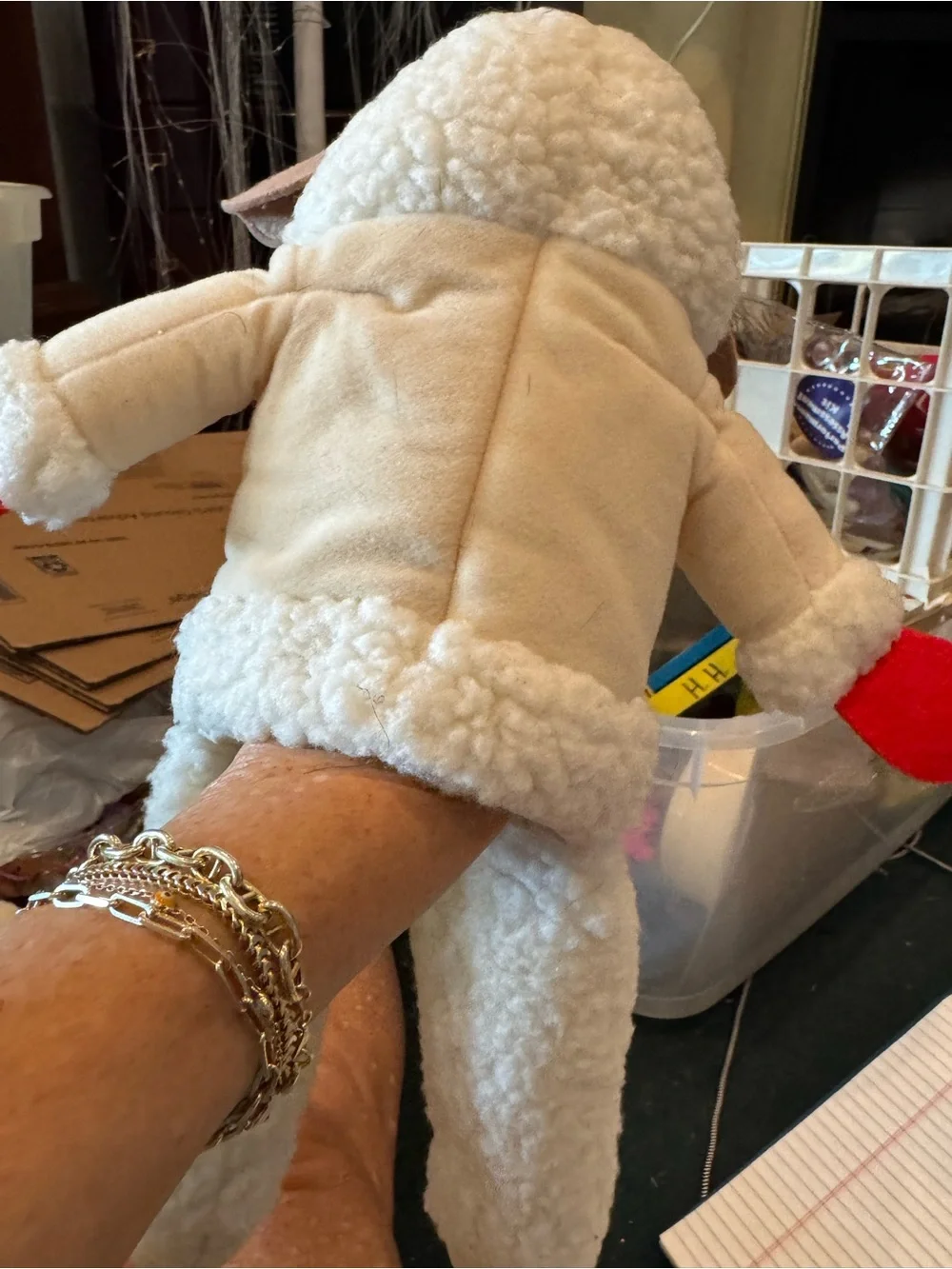 Lamb chop Stuffed Animal - puppet White Plush Lamb Toy